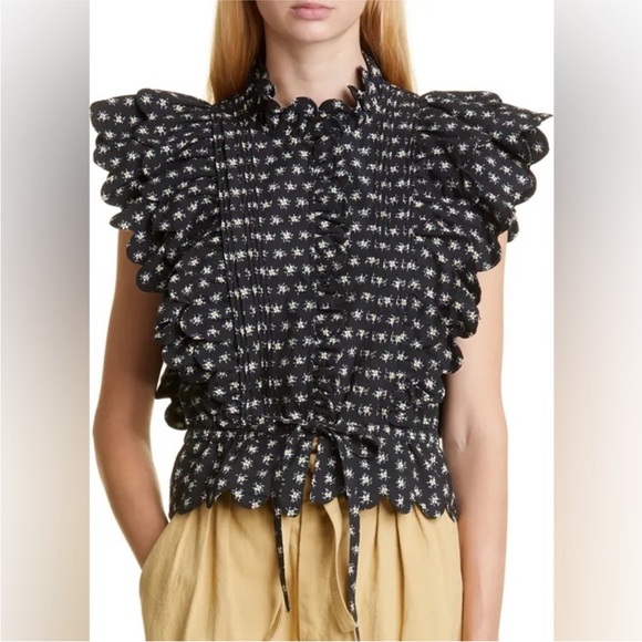 Sea New York Tops - Sea New York Pascala Floral Print Ruffle Blouse, Size 8